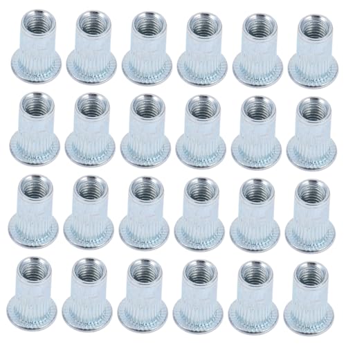 Cabilock 100pcs Sturdy Zinc Alloy Rivet Nut Kit with Flat Head Threaded Inserts for Mechanical Equipment Fasteners with Elegant Knurled Design