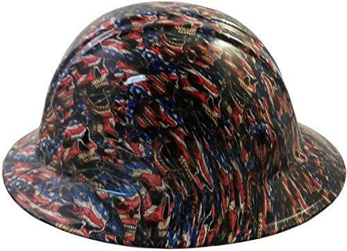 Texas America Safety Company Hydro Dipped Full Brim Style Hard Hat - Patriot Skulls