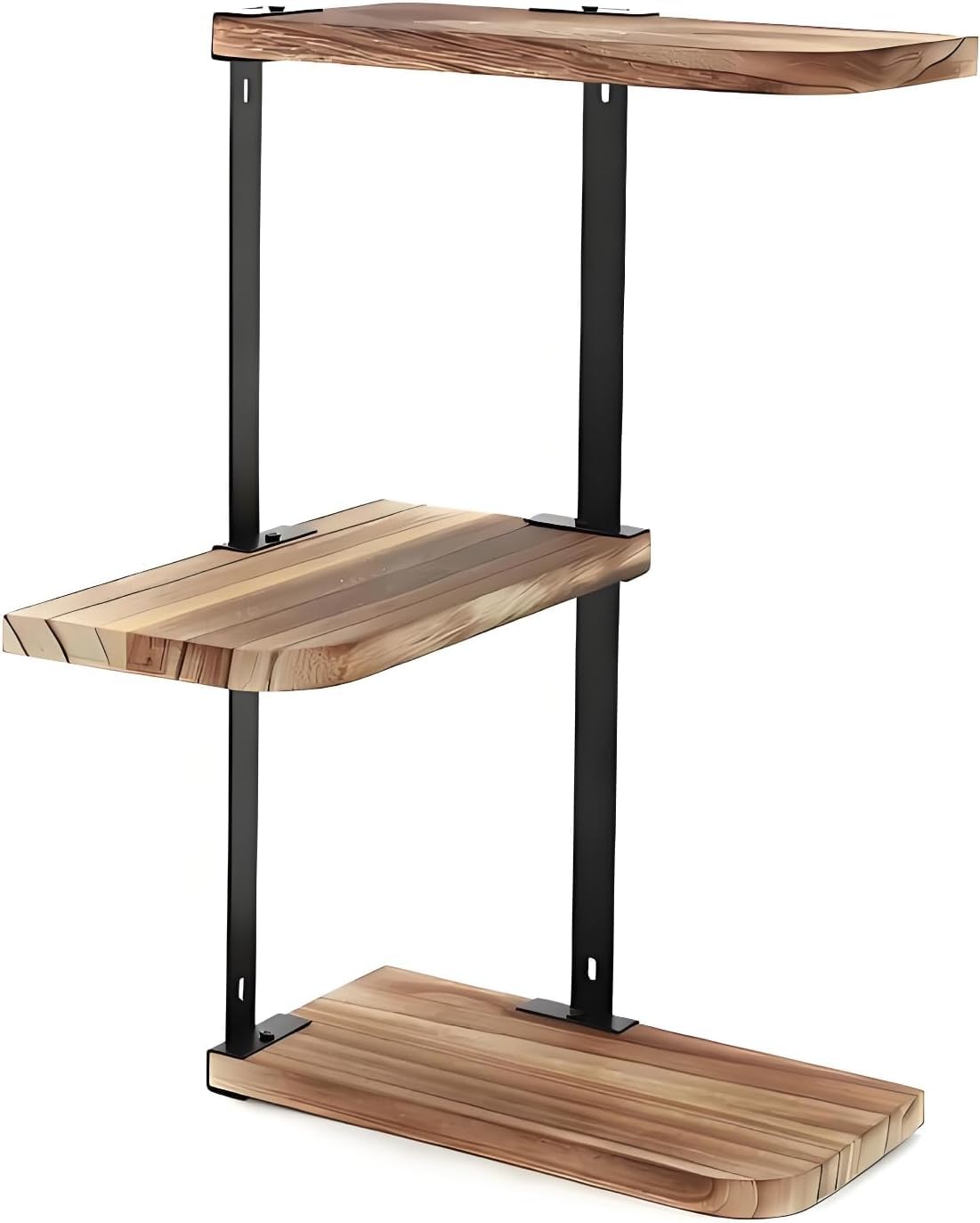 TerraNook 3 Tier Corner Shelf Wall Mounted, Floating Corner Shelves with Iron Frame, 9kg Heavy Duty Paulownia Wood Storage Rack for Bathroom, Kitchen, Living Room, Bedroom Display