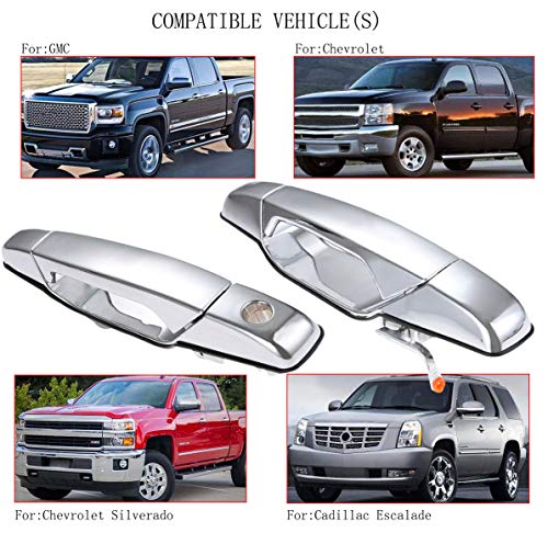 LEIMO KPARTS Exterior Chrome Door Handle Front Driver Passenger Side, Replacement for 2007-2013 Chevy Silverado Suburban Tahoe Avalanche, GMC Sierra Yukon, Cadillac Escalade | Replaces# 80546,80545