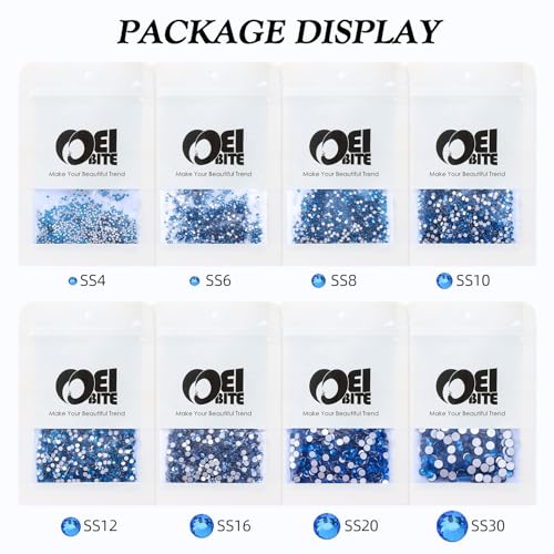 Image of Capri Blue Flatback Rhinestones, Glass Rhinestones for Nail Art and Craft, Glue Fix, Loose Crystal Gemstones(Capri Blue, SS4, 1440pcs, 1.5-1.7mm)