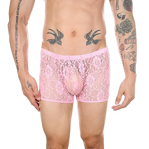 Pouch Panties Men's See Through Boxer Briefs Lace Mesh Sexy Large Pouch Briefs2