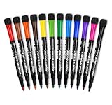 WISHOMEIN Whiteboard Marker, Magnetisch Whiteboard Stifte mit Schwamm Radiergummi, 12 Farben Feinspitze Trockenlösch Abwischbare Marker White Board Marker Pens für Büro, Schule, Zuhause usw