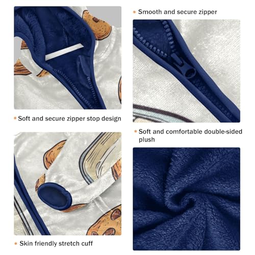 Chocolate Chip Cookies and Bottle Of Milk Girls Fleece Jacket Girls Fall Jacket Girls Zip Up Hoodie Girls Sherpa Jacket 2-10T3