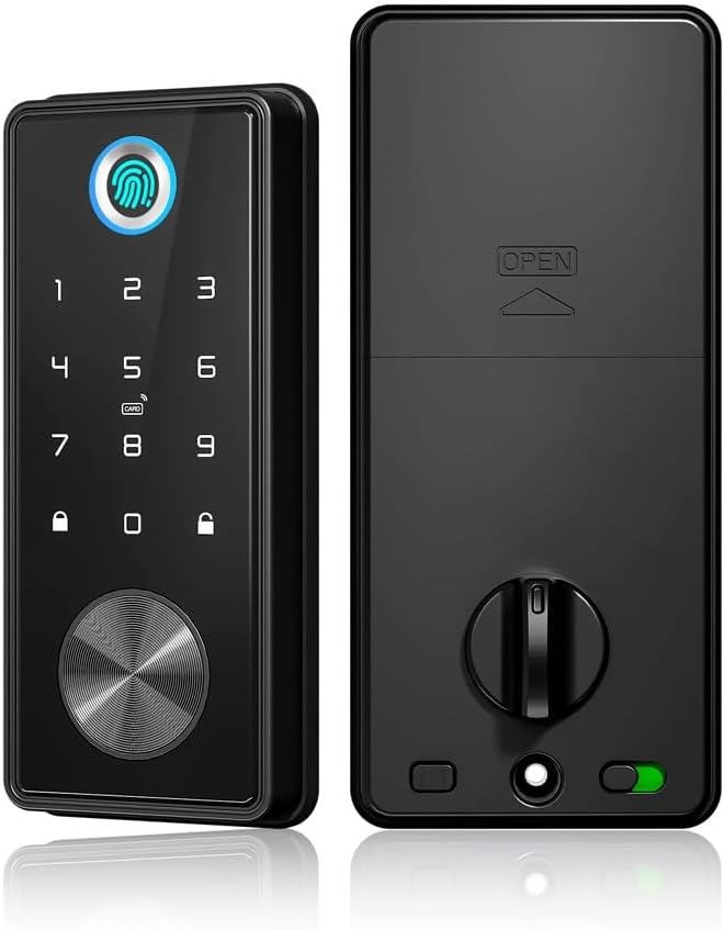 キンヒザ フロントドア用スマートデッドボルトロック生体認証指紋キーレスエントリーキーパッドドアロック(A)