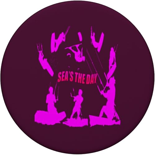 Miniatura 3 de Kitesurfer Pattern Pink Silhouette Seas The Day Fun Pun PopSockets Standard PopGrip