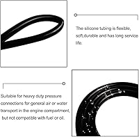 Vista 5 de QuQuyi Manguera de vacío de silicona de 1 pulgada (0.984 in) de diámetro interior x 1-14 pulgadas de diámetro exterior de silicona negra, alta
