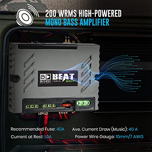 4-Channel Vehicle Audio Amplifier - 200 Wrms High-Powered Mono Amplifier W/Subsonic Filter And Low Pass Filter Stable At 1 Ohm, Led Indicators, Sound Specialization - Banda Beat800.41Ohm #TOP6