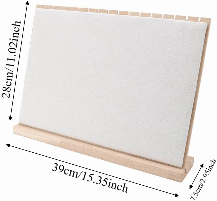 Anu Limen 16 Slots Wooden Jewelry Display Stand Linen & Log Board Detachable Necklace Rack for Bracelet Pendant Organizer Store Display
