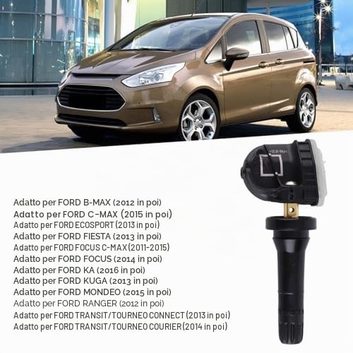 Tbest Set di 4 Sensori di Monitoraggio della Pressione Pneumatici TPMS 433MHZ 2036832 Compatibile con Ecosport, Focus, B-MAX