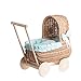 e-wicker24 Un Carro, una Cama para Carro de Mimbre, Cesta de Mimbre, Juguetes de Madera, Muñecas Muñeca Carro, Mimbre Carro