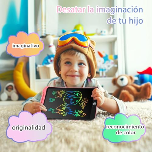 BlueSwan Pizarra Magica Infantil Regalo Niña 2 3 4 5 6+ Años, 10 Pulgadas LCD Tableta Escritura, Pizarra Digital Interactiva Juguetes Educativos, Actividades de Viaje para Pequeños Coche Avión,Rosa - imagen 3