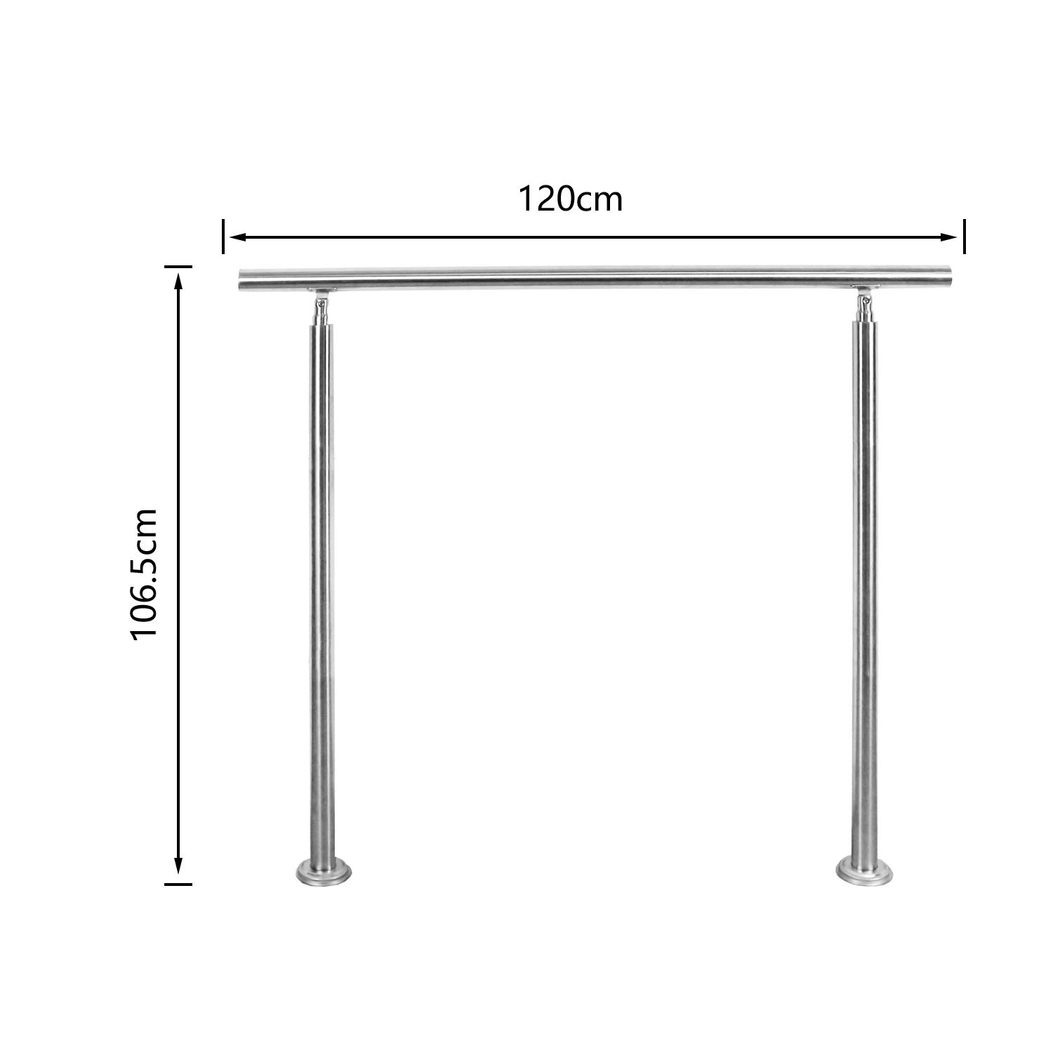 Corrimano Acciaio Inox 120 * 4.2 * 106.5cm,0 traverse,Ringhiera con kit di installazione,Passamano per Interni o Esterni
