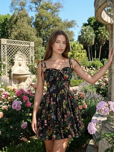 Image of CIDER Floral Dress for Women Summer Mini Sundresses Spaghetti Strap Cute Vacation Dresses Boho Casual Outfits