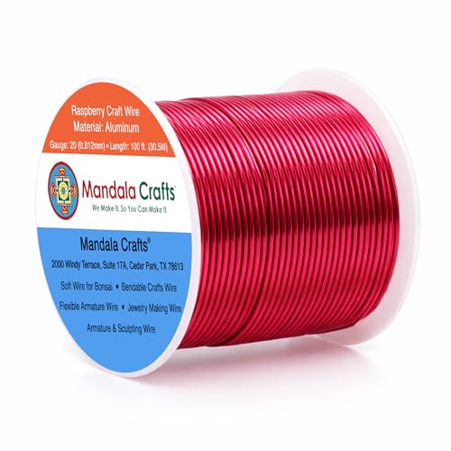 Image of Mandala Crafts 20 Gauge Raspberry Anodized Aluminum Craft Wire, 100 FT | Colored, Flexible, Bendable, for Bonsai, Armature, Sculpting, Wire Wrapping, Jewelry Making, Weather & Tarnish Resistant