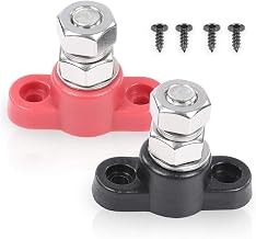 CHEDA Junction Block Power Post Set Insulated Terminal Stud 3/8" Stainless Red & Black
