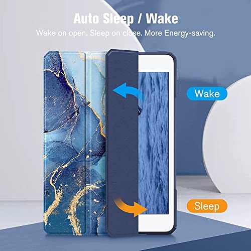 Image of SwooK Hybrid Case for 7.9 inch iPad Mini 5 /4 - Clear Back Shell Flip Cover (Ocean Marble)