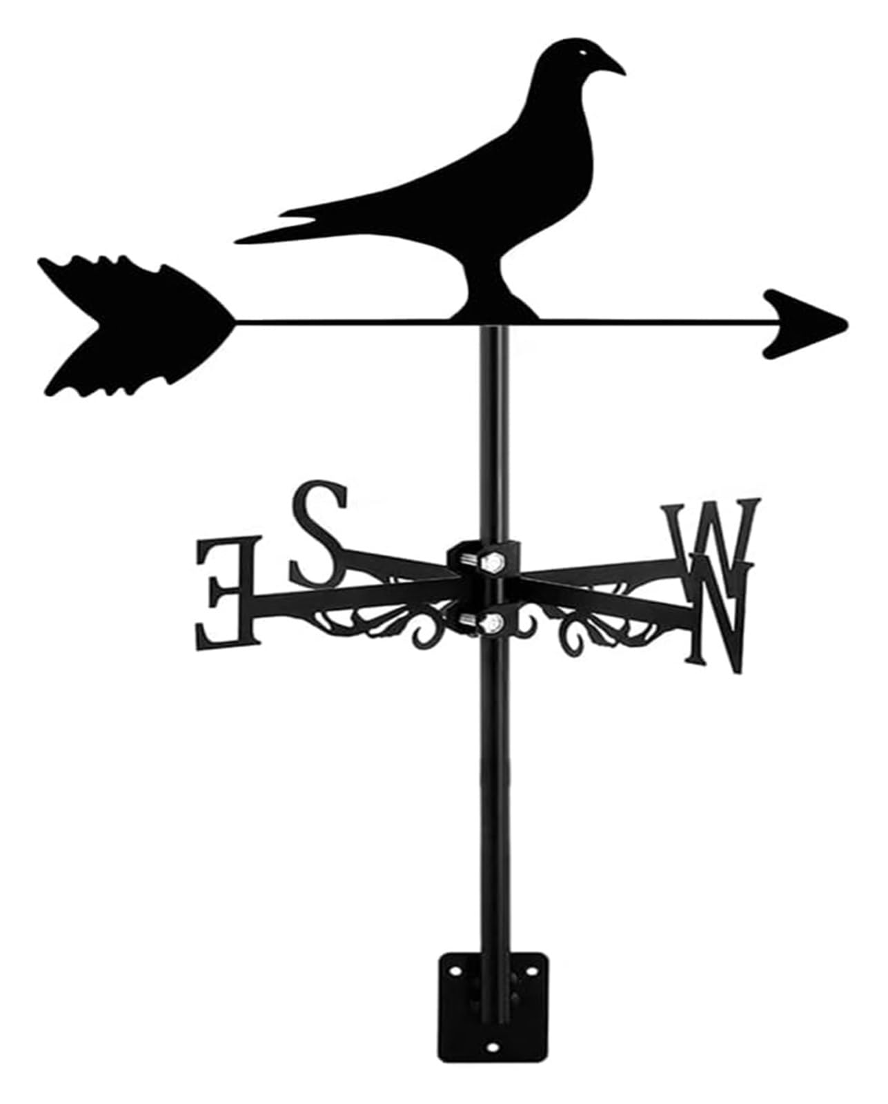 Wiatrowskaz - chorągiewka ze stali nierdzewnej w kształcie gołębia z kolcem do wbijania w ziemię i mocowaniem do ściany, wskaźnik kierunku wiatru do dekoracji altan ogrodowych i podwórek