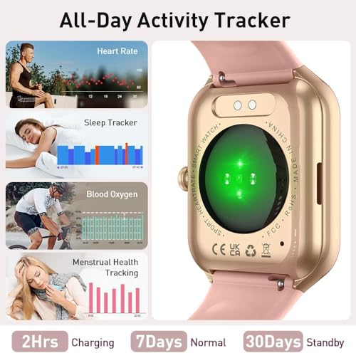 Smart Watch(Answer/Make Call), 1.96" HD Smartwatch for Women, 2025 Fitness Watch with 110+ Sport Modes/Heart Rate/Sleep Monitor/Pedometer, IP68 Waterproof Fitness Activity Tracker for Android iOS Pink4