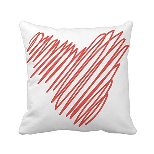 Coussin coeur rouge 40x40 oreiller déco St Valentin canapé salon multicolore