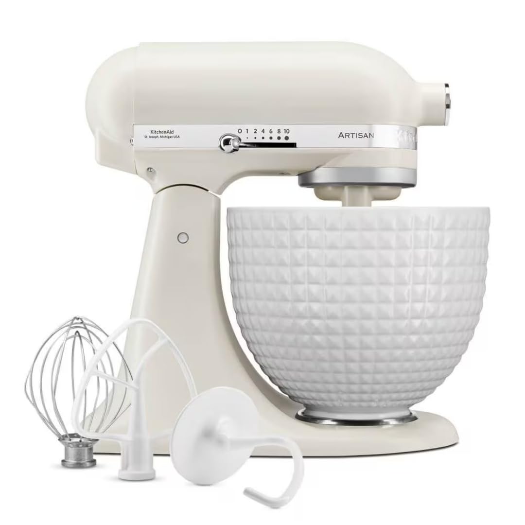 KitchenAid Artisan 5KSM156CXEPL robot kuchenny 4,7 l, obrotowa głowica silnika, ceramiczna miska, napęd bezpośredni, 10 stopni prędkości, mieszadło planetarne, kolor biały
