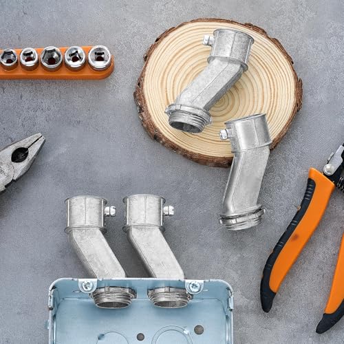 Image of Relaxweex 4 Pack Emt to Box Offset Connector with Set Screw and Lock-nut Conduit Fittings for Electrical Fittings Galvanized Steel Emt Conduit Screw Connector(3 /4inch)
