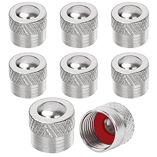 8 Tapones de Válvula de Metal Con Anillo de Goma para Coche, Moto, Bicicleta y Scooter - Tapas de Neumáticos
