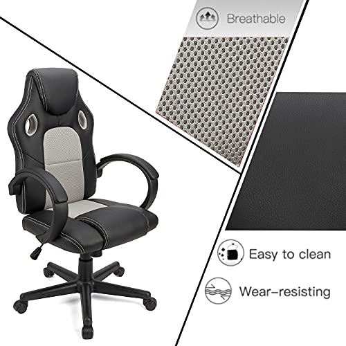 Futurefurniture® Racing stoel bureaustoel gaming stoel directiestoel draaistoel PU, grijs - Afbeelding 5