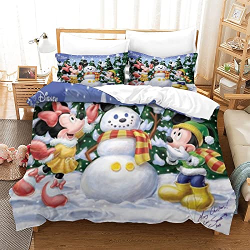 Funda Nórdica De Mickey Mouse Juego De Cama con Estampado De Dibujos Animados De Mickey En 3D Juego De Edredón De Microfibra De 3 Piezas con Almohada Vergüenza para Adultos Y Adolescentes King Size