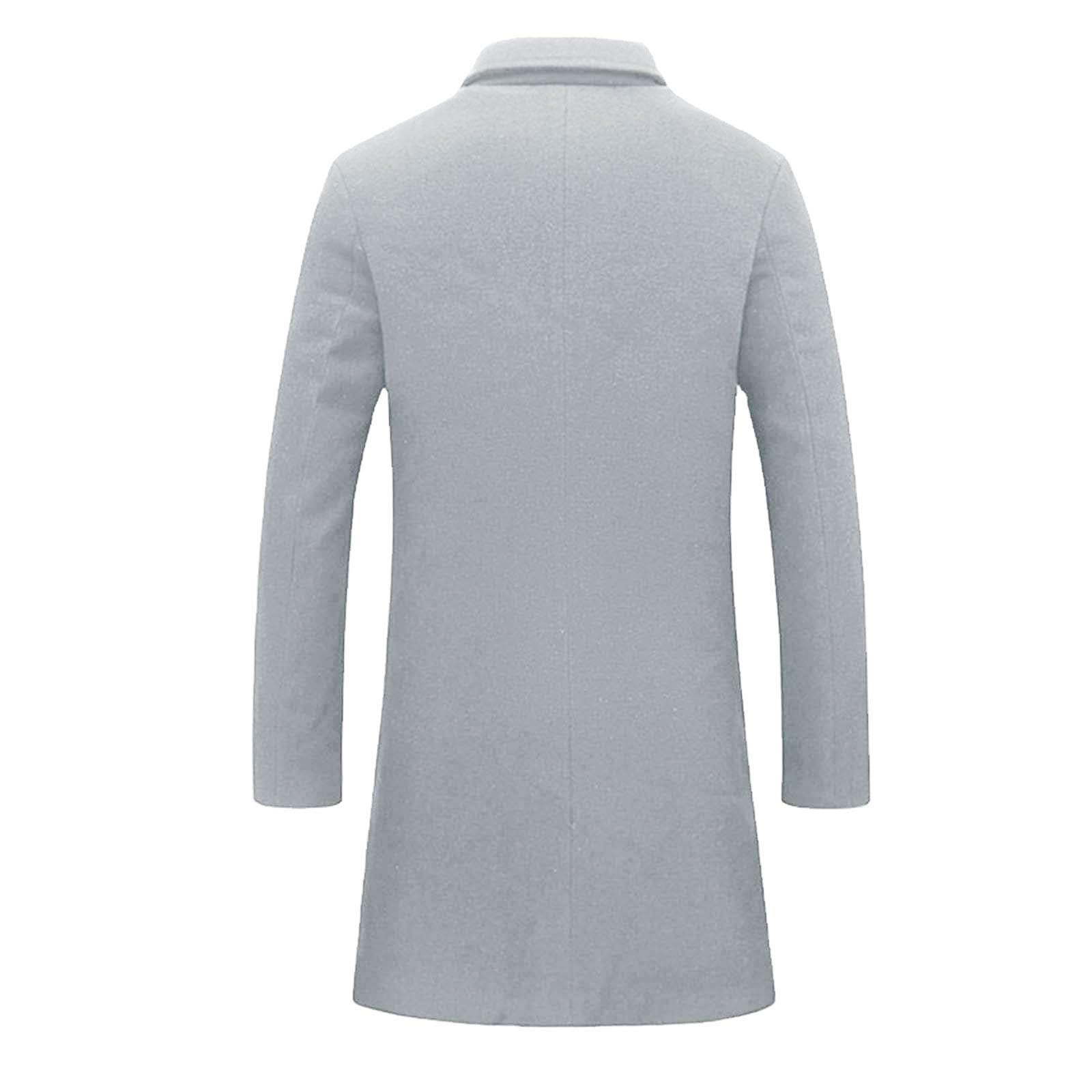 Trench-coat mi-long pour homme - Trench long pour homme - Long - Simple boutonnage classique - Élégant - Coupe ajustée - Style décontracté - Double boutonnage - Pour homme