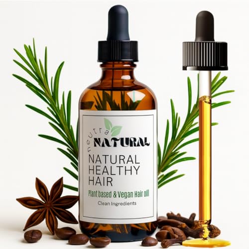 4Oz Plant Based Hair Oil. Neutral Natural Vegan Hair Oil, Tik Tok, Castor oil, Rosemary, Coffee, Cloves, Botanic Oil, Thicker Hair, Hair Growth,Veganic Clean Formula.