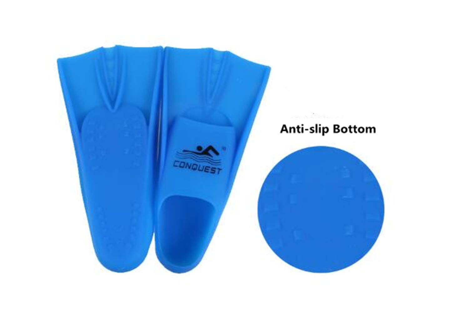 MIFXIN Snorkel Swim Fins Flippers for Men Women Kids Adults Snorkeling Swimming Diving Training Short Blade Fins Flippers (Pure Blue, XXL)
