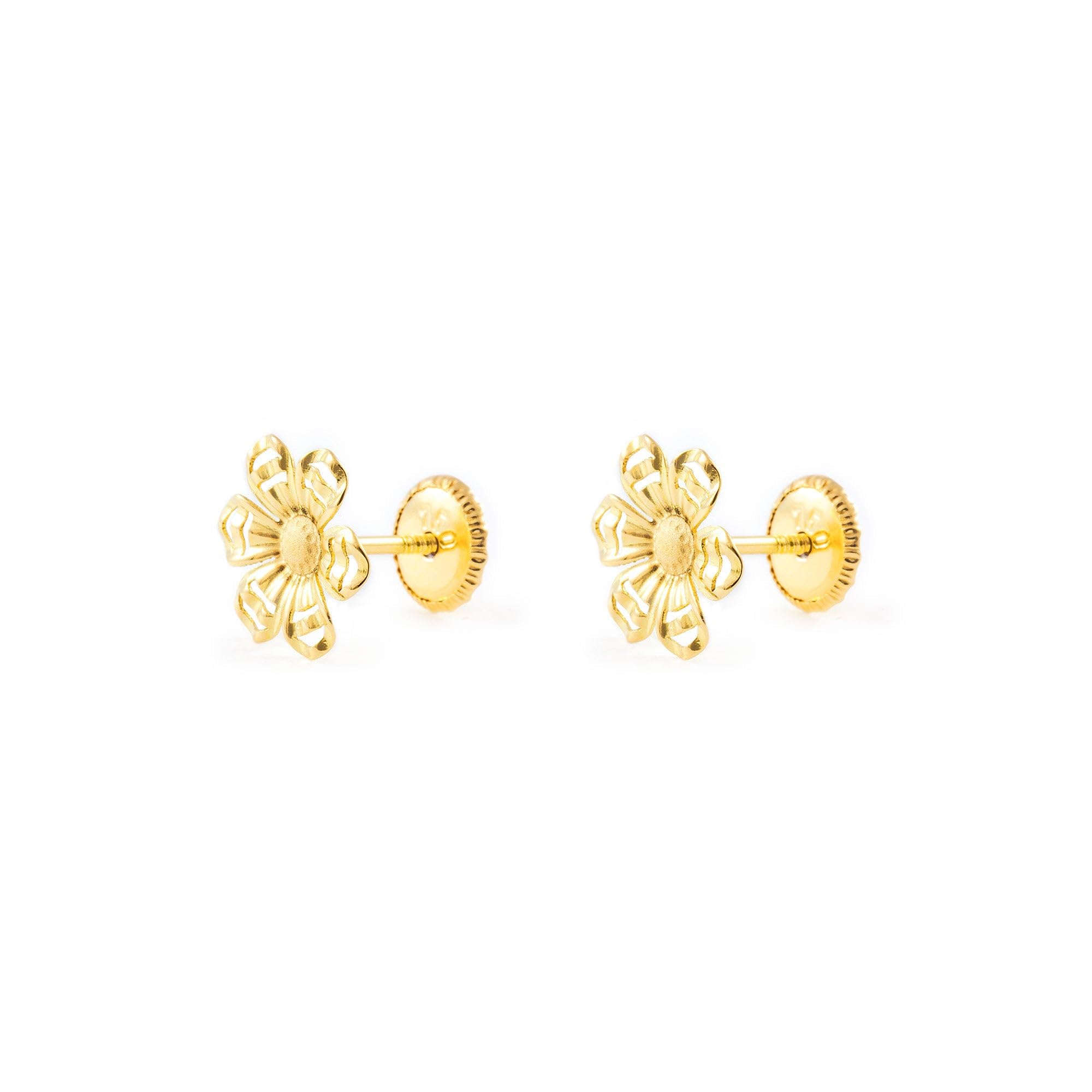 Damen & Kinder Blume Ohrstecker - Gelbgold 18 Karat (750)
