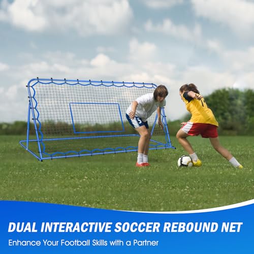 Image of Soccer Baseball Rebounder Soccer Goal Net, Volleyball Rebound Pitchback Net | Quick Switch Angle Soccer Softball Training for Ball Control, Passing, Bounce Back Practice, Easy Setup Lacrosse Soccer Gifts