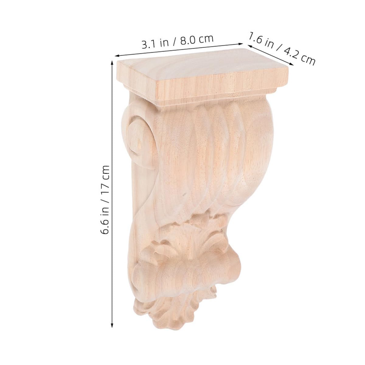Massive Geschnitzte Holzkonsole im Europäischen Stil Rustikale Eckapplikation 8x17x4,5cm Türeckendekoration und Kragstein aus Langlebigem Massivholz für Wohnmöbel und Wanddeko