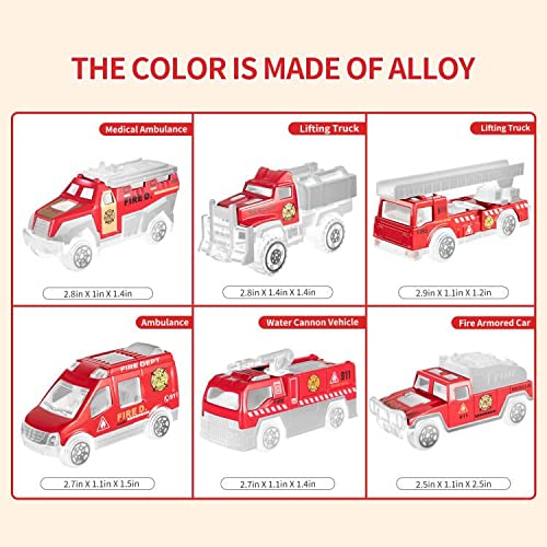 Toddler Toys For 3-9 Years Old Boys Die-Cast Emergency Fire Rescue Vehicle Double Side Transport Car Toy Set W/Play Mat, Alloy Metal Fire Truck Gifts For Age 3 4 5 6 Kids Boys Girls Birthday Party #TOP4