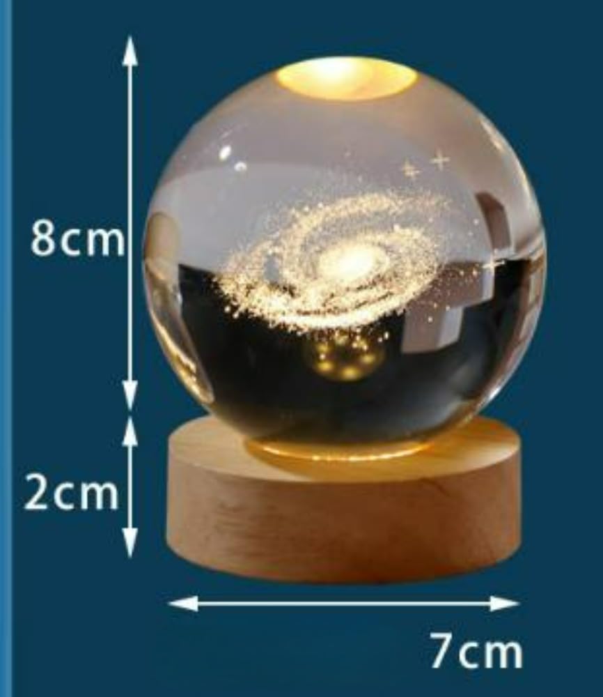 Lampada Notturna 3D A Sfera Di Cristallo K9 Con Farfalla - 8 Cm, Base In Legno, 16 Colori, Telecomando, Luce Da Scrivania