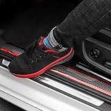 Door Entry Guards Scratch Cover Protector Paint Threshold Guard,Carbon Fiber red Edge Rubber car Bumper Door Guard/Rear Bumper Guard Scratch Scratch Protection Strip 100% Waterproof(Width 2in,Long 9....