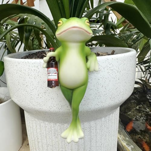 Lot de 3 sculptures de grenouille mignonne, décoration de jardin, décoration de table d'aquarium, décoration de jardin, terrasse, vert (13 x 6 x 6 cm) – vue 8