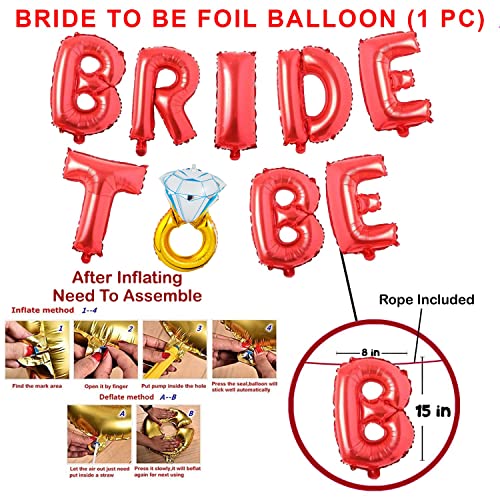 Image of Party Propz Bachelorette Party Decorations - Bride To Be Banner With Ring Foil Balloon | Bridal Shower Kit | Accessories, Red, 1 Piece