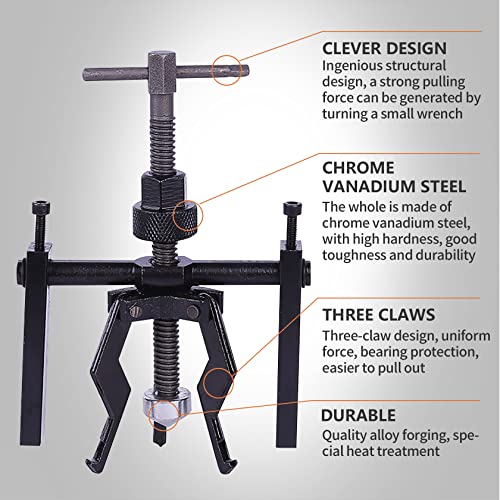 image for FIVCLOK 3 Jaw Inner Pilot Bearing Puller Auto Bushing Carbon Steel Gea