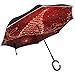 Produktbild Merle House Glücklicher Weihnachtsbaum-Schneeflocke-Regenschirm-umgekehrter Regenschirm, Winter-roter Schnee-Golf-Regenschirm-winddichtes C-Griff-Regen Sun-Auto