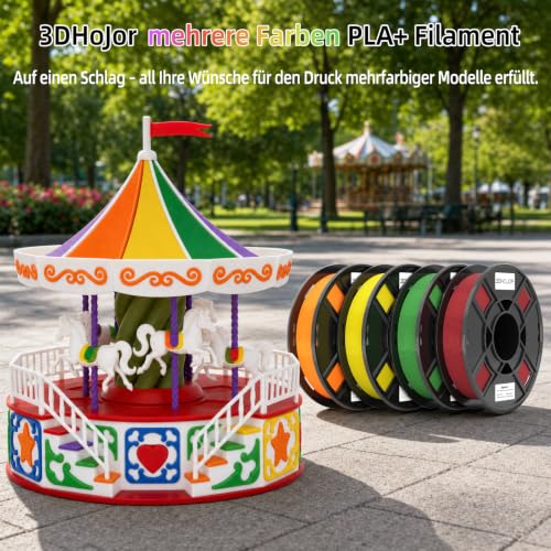 Image of 3DHoJor Basic PLA 3D Printer Filament Bundle, Multicolor Filament 1.75mm, Vacuum Packed, 0.25kg*8 Pack, 2kg Total, White+Fire Engine Red+Orange+Yellow+Green+Blue+Olive Green+Purple