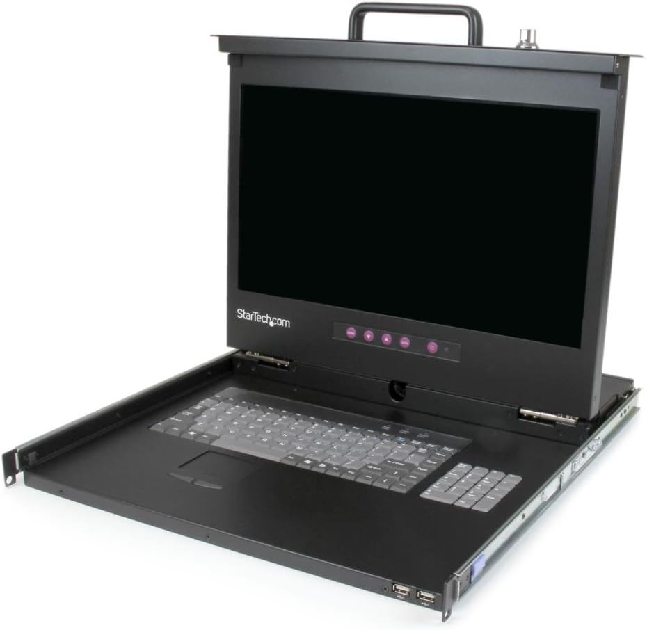 StarTech.com 1U 17" HD 1080p Rackmount LCD Console with Front USB Hub - LCD Rack Console - Rack Mount LCD Console - 1080p KVM Console (RACKCONS17HD)