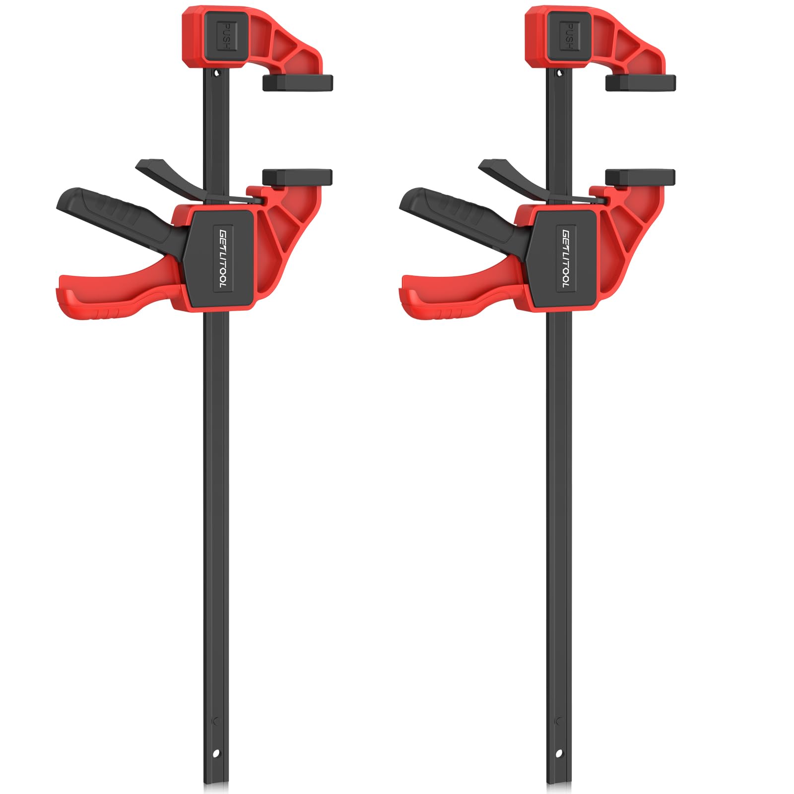 GETLITOOL Paio 12-Inch Morsetti a Barra da Falegname con Serraggio 165LBS/75kg 31cm, 2 in 1 2X12" F-Bar/Spargitore a Sgancio Rapido per Lavorazione Legno con Binario in Acciaio al Carbonio
