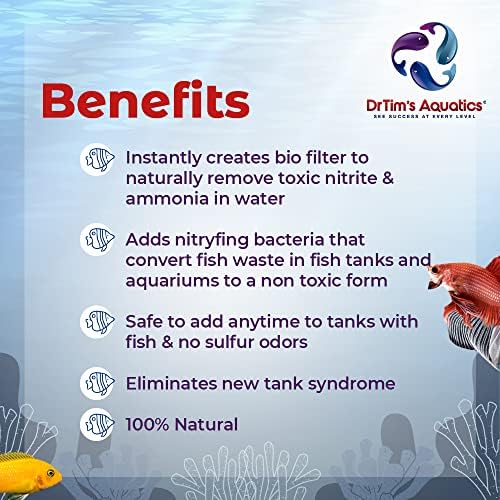 Dr.Tims Aquatics Freshwater One & Only Nitrifying Bacteria  For New Fish Tanks, Aquariums, Water Filtering, Disease Treatment  Eco-Friendly Fish Tank Cleaner  Removes Toxins  Treats 30 Gallons