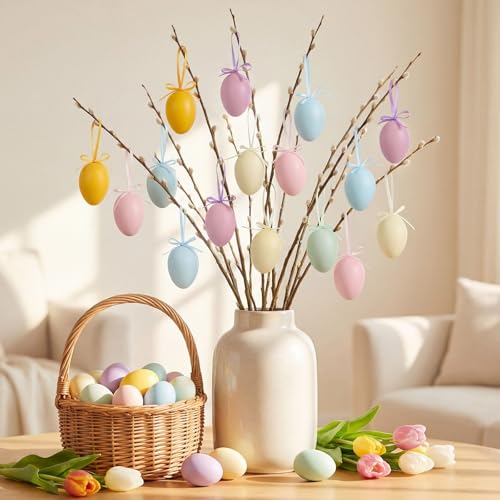 Sotiff 18 Pcs Colored Pastel Easter Eggs Ornaments...