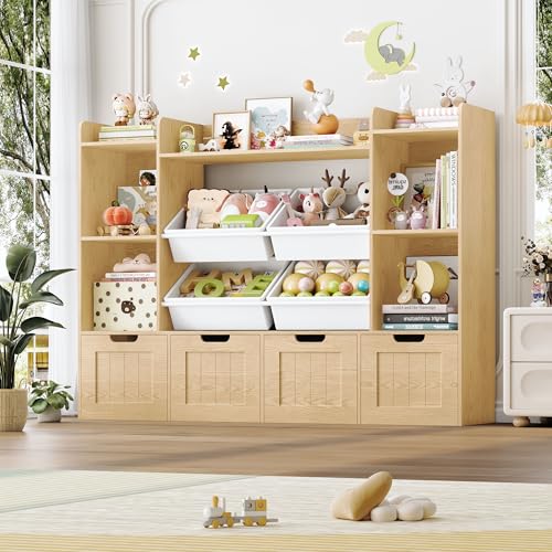 LULUBEAR Toy Storage Organizer, Toy Organizer with 4 Movable Drawers