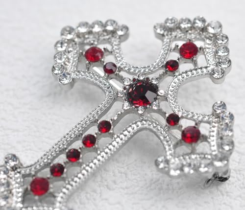 Image of Gyn&Joy Sparkle Crystal Rhinestones Holy Cross Brooch Pin Jewelry For Women Men
