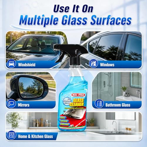 Image of Mafra Car Glass Cleaner-500ml,Windshield,Window & Mirror Cleaning Spray Fluid-Streak-Free,Safe For Tinted & Coated Glass Suitable for Interior & Exterior Use,Fast-Drying Formula Crystal-Clear